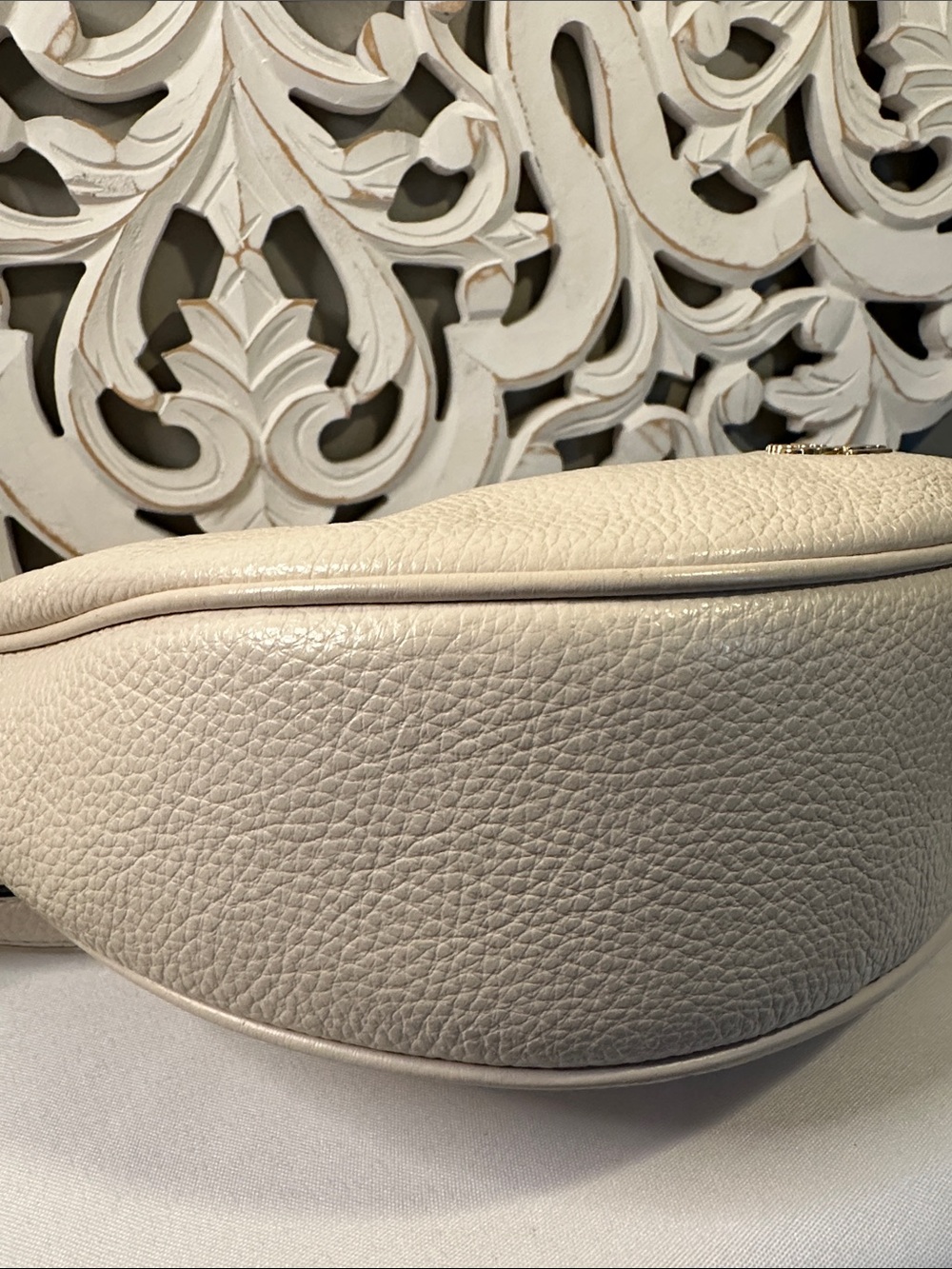 Coach Pebbled Leather Shoulder Bag in Cream and Gold - Picture 3 of 12